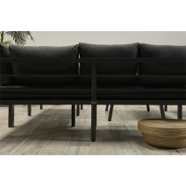 Burry Fabric Lounge Dining Set In Reflex Black With Black Frame