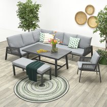 Aultbea Outdoor Fabric Lounge Dining Set In Light Grey