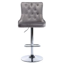 Antrim Velvet Fabric Bar Stool In Dark Grey