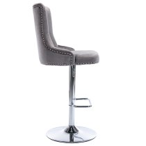 Antrim Velvet Fabric Bar Stool In Dark Grey