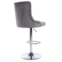 Antrim Velvet Fabric Bar Stool In Dark Grey