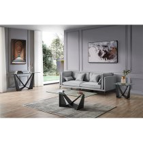 Moira Clear Glass Side Table With Dark Grey Steel Base