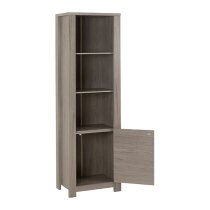 Zino Wooden Bookcase With 1 Door In Grey Wood Grain