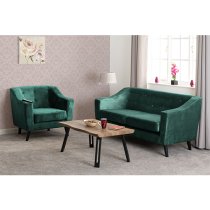 Arabella Velvet Fabric 2 Seater Sofa In Green