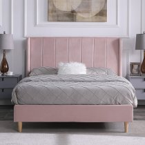 Ashburton Velvet Fabric King Size Bed In Pink