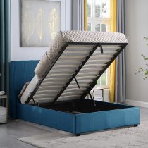 Ashburton Velvet Fabric Storage King Size Bed In Blue