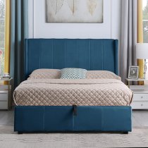 Ashburton Velvet Fabric Storage King Size Bed In Blue