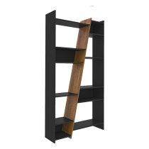 Nuneaton Tall Wooden Bookcase In Black And Pine Effect