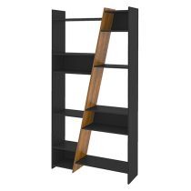 Nuneaton Tall Wooden Bookcase In Black And Pine Effect