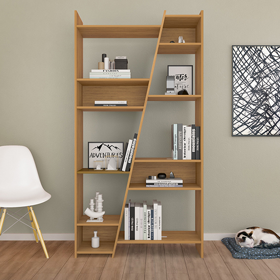 Nuneaton Tall Wooden Bookcase In Oak Effect