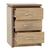 Crieff Wooden Bedside Cabinet With 3 Drawers In Oak Effect