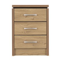 Crieff Wooden Bedside Cabinet With 3 Drawers In Oak Effect