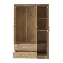 Crieff Mirrored Wardrobe With 3 Doors 2 Drawers In Oak Effect