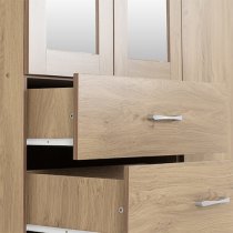 Crieff Mirrored Wardrobe With 3 Doors 2 Drawers In Oak Effect