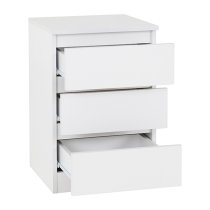 Mcgowan White Wooden Bedside Cabinets With 3 Drawers In Pair