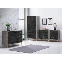 Noein Wooden Wardrobe With 2 Doors And 2 Drawers In Charcoal