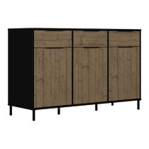 Madric Wooden Sideboard With 3 Doors In Black And Acacia Effect