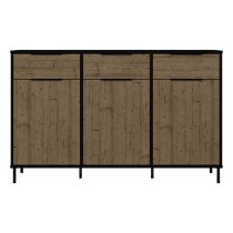 Madric Wooden Sideboard With 3 Doors In Black And Acacia Effect