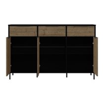 Madric Wooden Sideboard With 3 Doors In Black And Acacia Effect