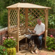 Bridgend Wooden Arbour In Natural Timber With Open Slatted Roof