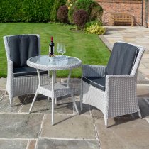 Peebles Round Bistro Table With 2 Chairs In Putty Grey