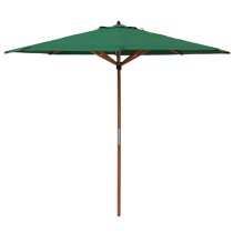 Walsall Green Polyester Parasol With Wooden Pole And Base