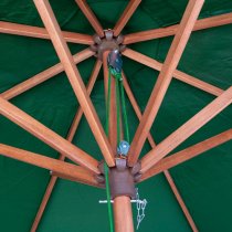 Walsall Green Polyester Parasol With Wooden Pole And Base