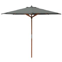 Walsall Grey Polyester Parasol With Wooden Pole And Base