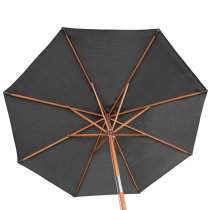 Walsall Grey Polyester Parasol With Wooden Pole And Base