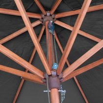 Walsall Grey Polyester Parasol With Wooden Pole And Base