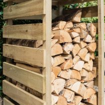 Stanin Narrow Wooden Log Store With Shelf In Natural Timber