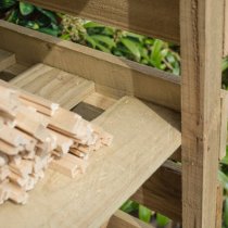 Stanin Narrow Wooden Log Store With Shelf In Natural Timber