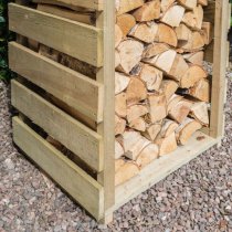 Stanin Narrow Wooden Log Store With Shelf In Natural Timber