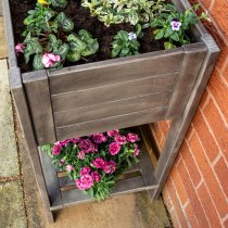 Arundel Wooden Raised Planter In Grey Wash