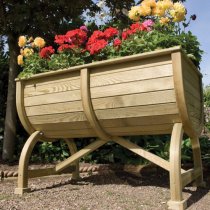 Marsden Wooden Barrel Planter In Natural Timer