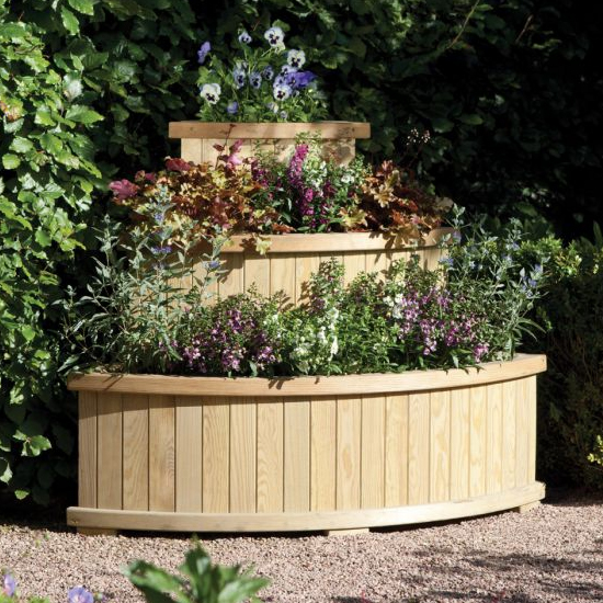 Marsden Corner Wooden Cascade Planter In Natural Timer