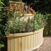 Marsden Corner Wooden Cascade Planter In Natural Timer