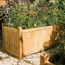 Sawrey Rectangular Wooden Planter In Natural Timber