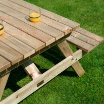 Zox Wooden 4 Seater Picnic Dining Set In Natural Timber