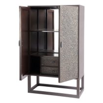 Notting Wooden Bar Cabinet With 2 Doors In Textured Brown