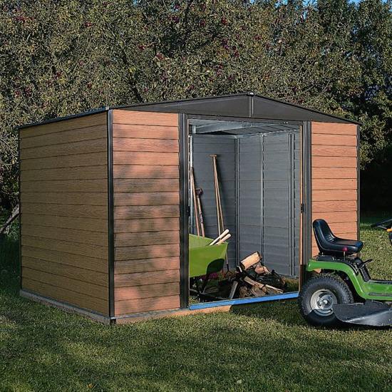 Watten Metal 10x6 Apex Shed With Floor In Wood Grain