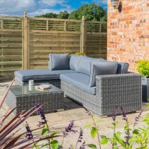 Vietro Corner Lounger Set And Coffee Table In Grey Weave Effect