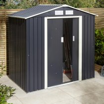 Thorpe Metal 6x4 Apex Shed In Dark Grey