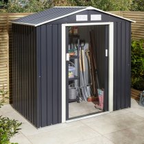 Thorpe Metal 6x4 Apex Shed In Dark Grey