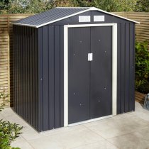 Thorpe Metal 6x4 Apex Shed In Dark Grey