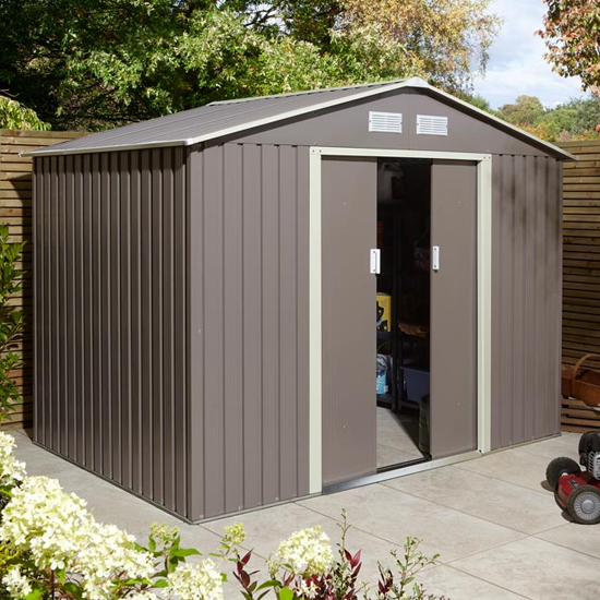 Thorpe Metal 8x6 Apex Shed In Light Grey