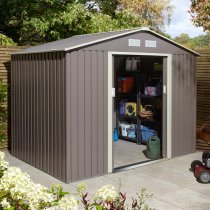 Thorpe Metal 8x6 Apex Shed In Light Grey