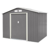 Thorpe Metal 8x6 Apex Shed In Light Grey