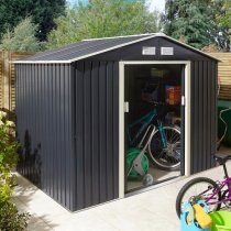 Thorpe Metal 8x6 Apex Shed In Dark Grey