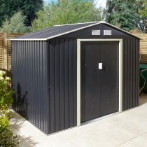 Thorpe Metal 8x6 Apex Shed In Dark Grey